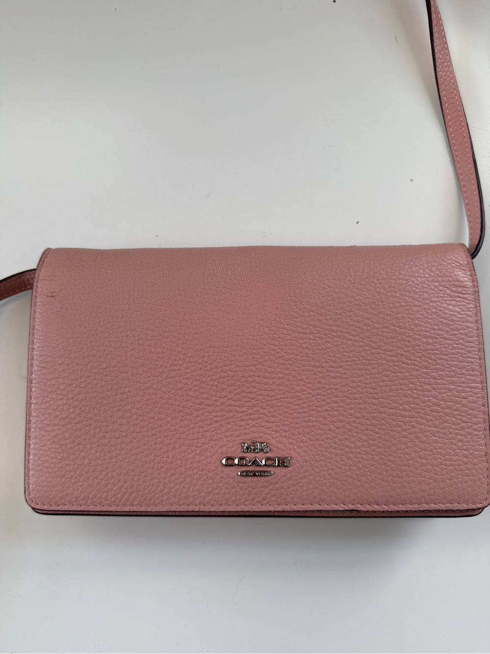 Coach Dusty Pink Pebbled Leather Crossbody Bag